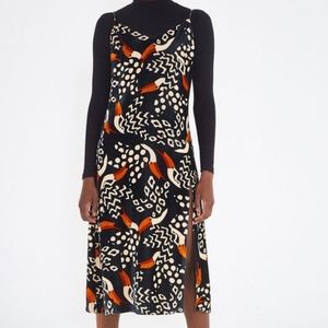 SOLD Velvet Toucan Print Strap Dress, Size 12